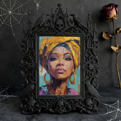 Unique Gothic Dark-style Photo Frame | Witchy Tarot Card Reading Party Table Decor, Photo Ornament, Dual-use Display, Mystic Frame