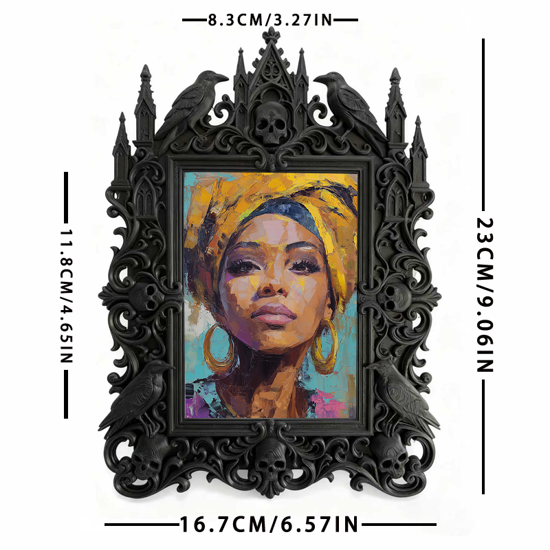 Unique Gothic Dark-style Photo Frame | Witchy Tarot Card Reading Party Table Decor, Photo Ornament, Dual-use Display, Mystic Frame