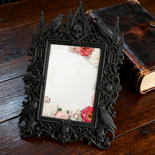 Edgy Gothic Dark-style Photo Frame | Gothic Vintage Costume Jewelry Repair Shop Decor, Photo Ornament, Wall-mountable & Tabletop, Luxe Frame