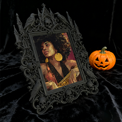 Rare Gothic Dark-style Photo Frame | Dark Fantasy RPG Miniature Painting Shop Decor, Photo Ornament, Wall-mountable & Tabletop, Detailed Fra