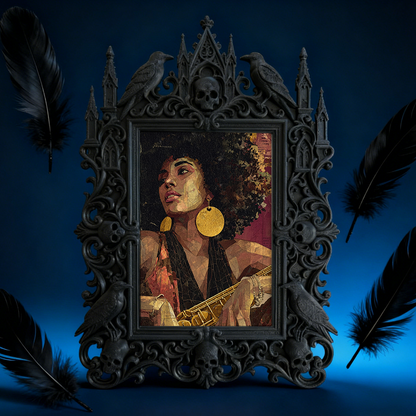 Rare Gothic Dark-style Photo Frame | Dark Fantasy RPG Miniature Painting Shop Decor, Photo Ornament, Wall-mountable & Tabletop, Detailed Fra