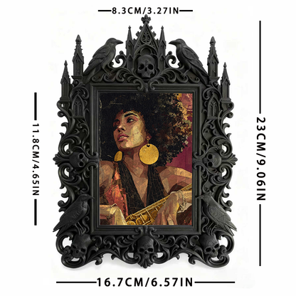 Rare Gothic Dark-style Photo Frame | Dark Fantasy RPG Miniature Painting Shop Decor, Photo Ornament, Wall-mountable & Tabletop, Detailed Fra