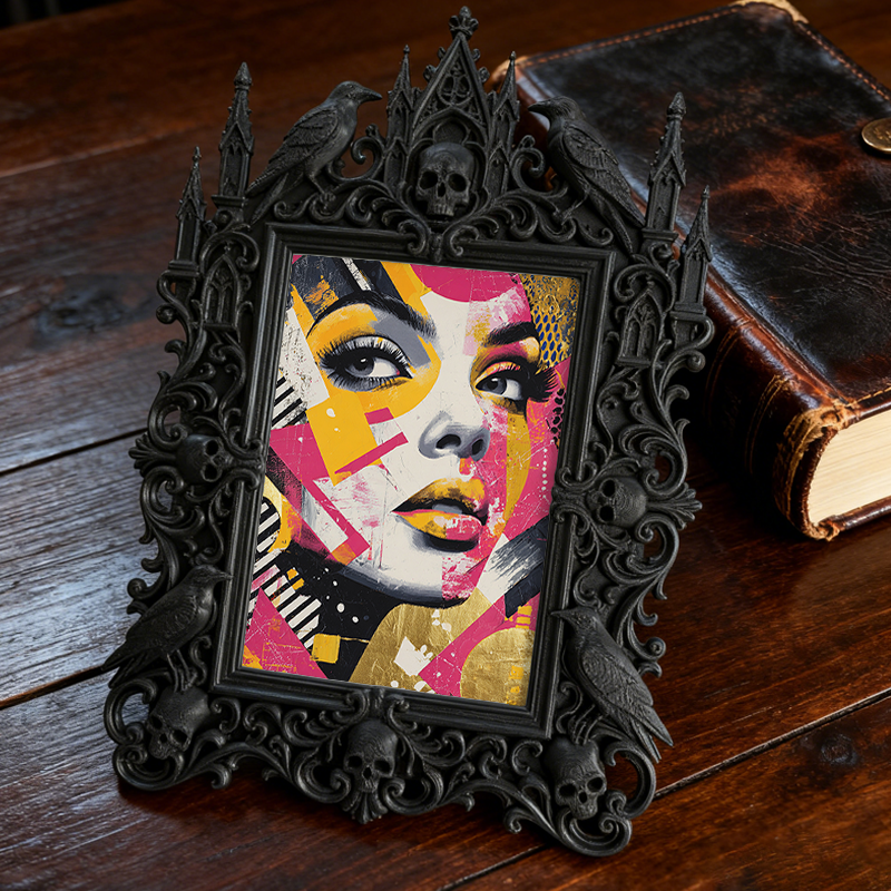 Bold Gothic Dark-style Photo Frame | Gothic Rooftop Halloween Party Decor, Photo Ornament, Dual-use Display, Outdoor Frame