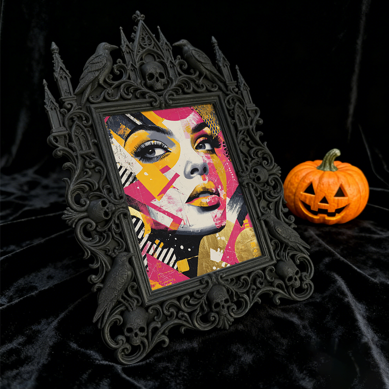 Bold Gothic Dark-style Photo Frame | Gothic Rooftop Halloween Party Decor, Photo Ornament, Dual-use Display, Outdoor Frame