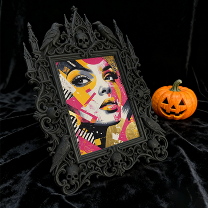Bold Gothic Dark-style Photo Frame | Gothic Rooftop Halloween Party Decor, Photo Ornament, Dual-use Display, Outdoor Frame
