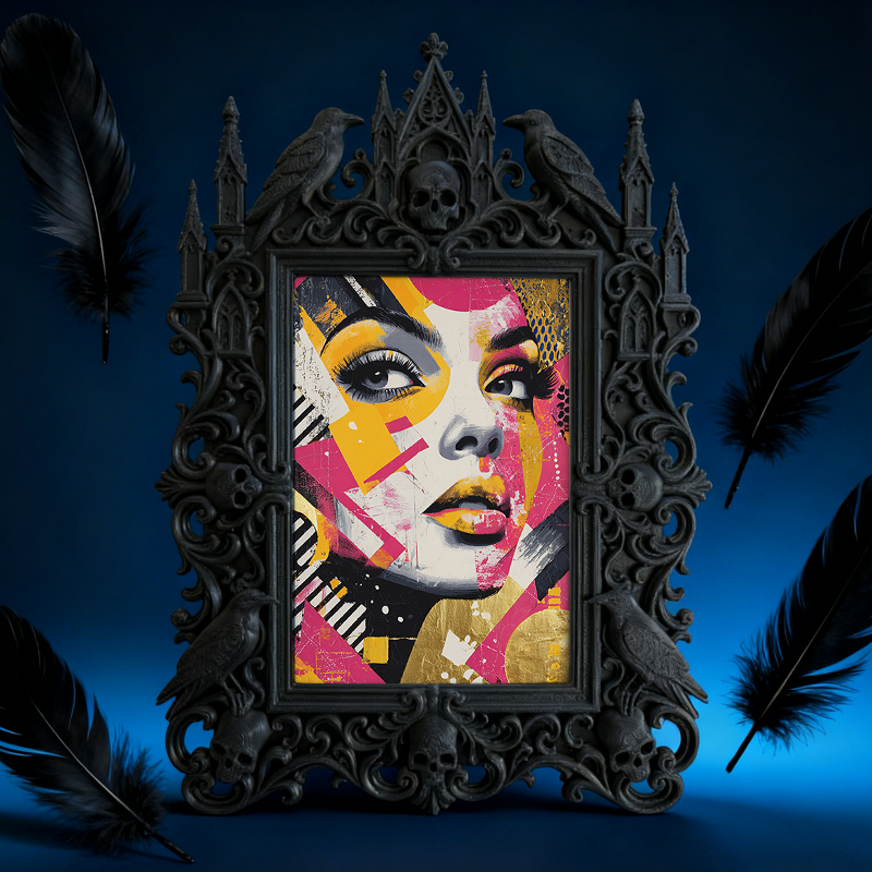 Bold Gothic Dark-style Photo Frame | Gothic Rooftop Halloween Party Decor, Photo Ornament, Dual-use Display, Outdoor Frame
