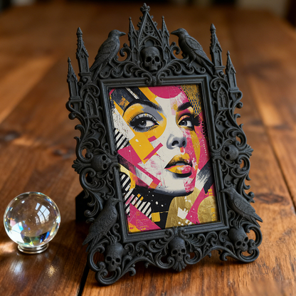 Bold Gothic Dark-style Photo Frame | Gothic Rooftop Halloween Party Decor, Photo Ornament, Dual-use Display, Outdoor Frame