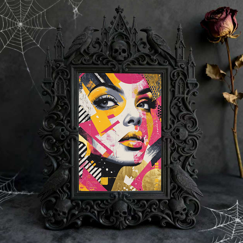 Bold Gothic Dark-style Photo Frame | Gothic Rooftop Halloween Party Decor, Photo Ornament, Dual-use Display, Outdoor Frame