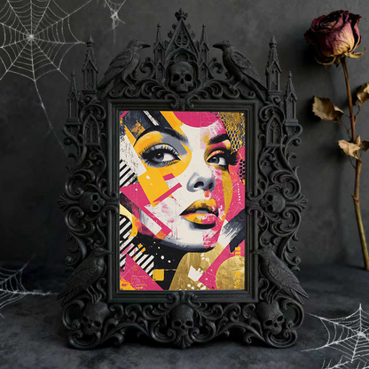 Bold Gothic Dark-style Photo Frame | Gothic Rooftop Halloween Party Decor, Photo Ornament, Dual-use Display, Outdoor Frame