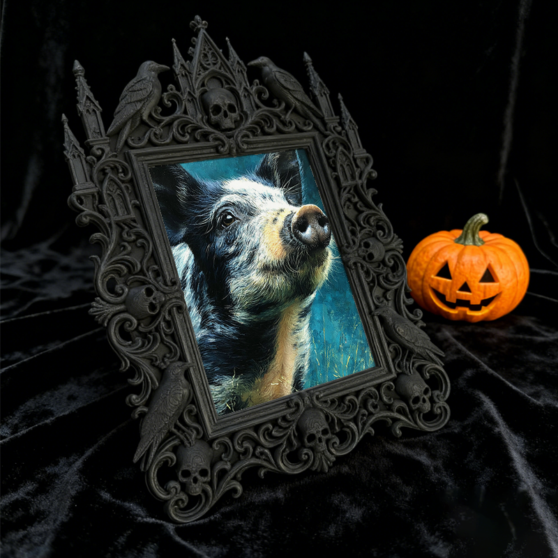 Gritty Gothic Dark-style Photo Frame | Dark Leather Craft Workshop Display, Photo Ornament, Wall/Table Dual-use, Wear-resistant Frame
