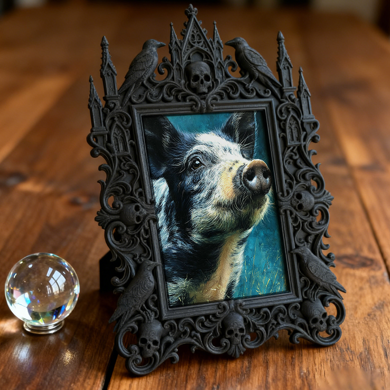 Gritty Gothic Dark-style Photo Frame | Dark Leather Craft Workshop Display, Photo Ornament, Wall/Table Dual-use, Wear-resistant Frame