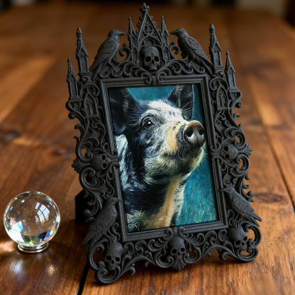 Gritty Gothic Dark-style Photo Frame | Dark Leather Craft Workshop Display, Photo Ornament, Wall/Table Dual-use, Wear-resistant Frame