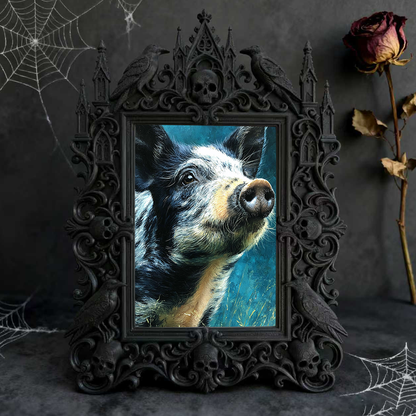 Gritty Gothic Dark-style Photo Frame | Dark Leather Craft Workshop Display, Photo Ornament, Wall/Table Dual-use, Wear-resistant Frame