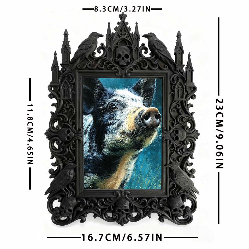 Gritty Gothic Dark-style Photo Frame | Dark Leather Craft Workshop Display, Photo Ornament, Wall/Table Dual-use, Wear-resistant Frame
