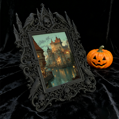 Classy Gothic Dark-style Photo Frame | Gothic Nail Salon Shelf Decor, Photo Ornament, Wall-mountable & Tabletop, Chic Slim Frame
