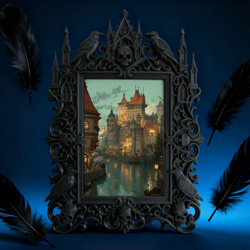 Classy Gothic Dark-style Photo Frame | Gothic Nail Salon Shelf Decor, Photo Ornament, Wall-mountable & Tabletop, Chic Slim Frame