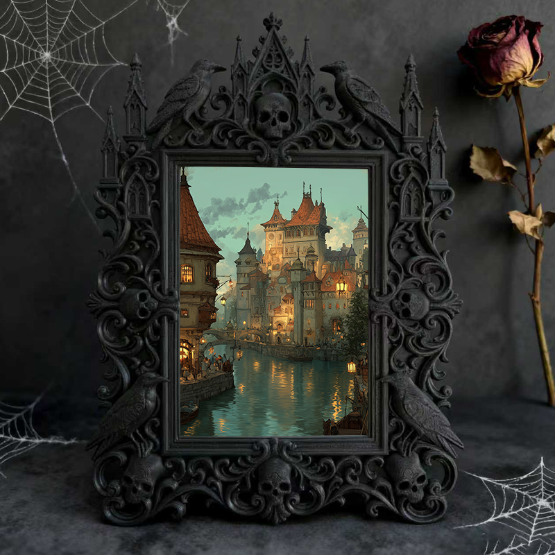 Classy Gothic Dark-style Photo Frame | Gothic Nail Salon Shelf Decor, Photo Ornament, Wall-mountable & Tabletop, Chic Slim Frame