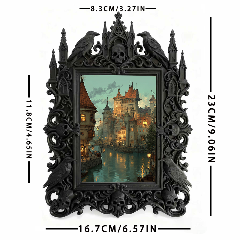 Classy Gothic Dark-style Photo Frame | Gothic Nail Salon Shelf Decor, Photo Ornament, Wall-mountable & Tabletop, Chic Slim Frame