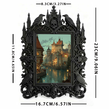 Classy Gothic Dark-style Photo Frame | Gothic Nail Salon Shelf Decor, Photo Ornament, Wall-mountable & Tabletop, Chic Slim Frame