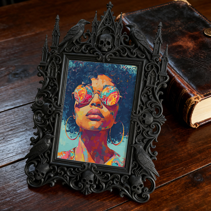 Limited-edition Gothic Dark-style Photo Frame | Horror Board Game Club Table Decor, Photo Ornament, Dual-use Display, Retro Plastic Frame