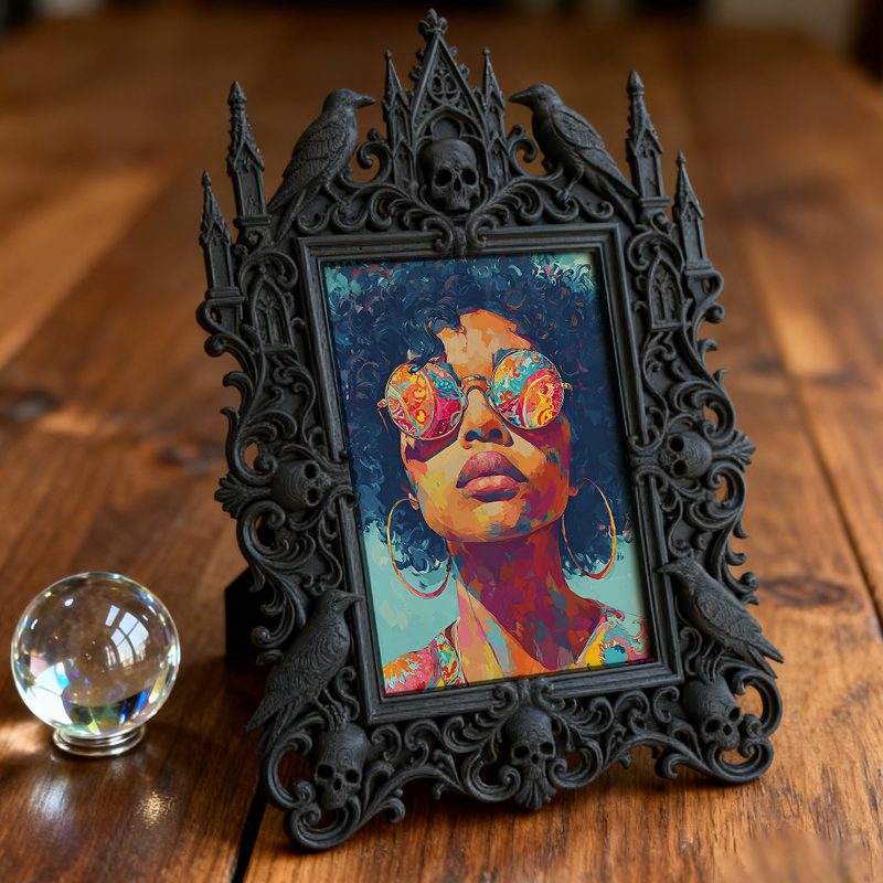 Limited-edition Gothic Dark-style Photo Frame | Horror Board Game Club Table Decor, Photo Ornament, Dual-use Display, Retro Plastic Frame
