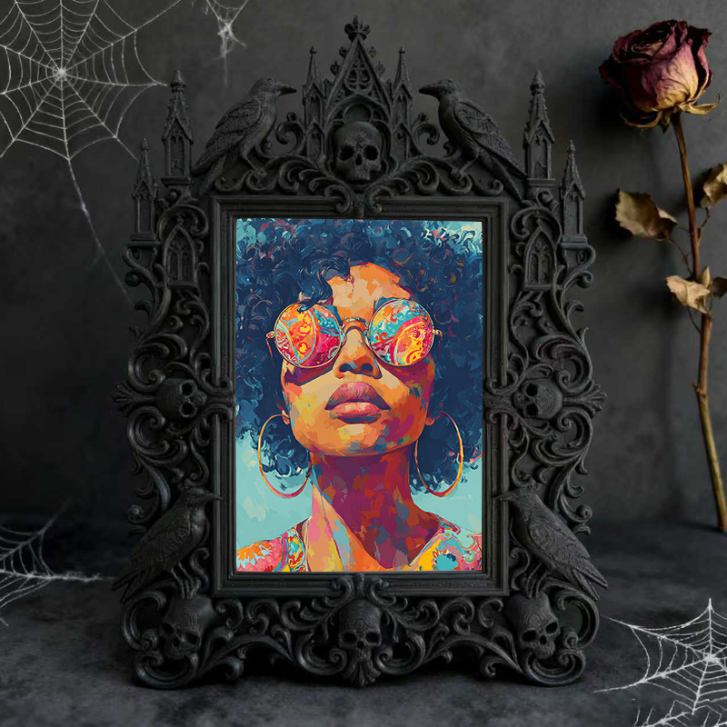 Limited-edition Gothic Dark-style Photo Frame | Horror Board Game Club Table Decor, Photo Ornament, Dual-use Display, Retro Plastic Frame