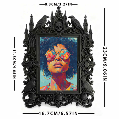 Limited-edition Gothic Dark-style Photo Frame | Horror Board Game Club Table Decor, Photo Ornament, Dual-use Display, Retro Plastic Frame