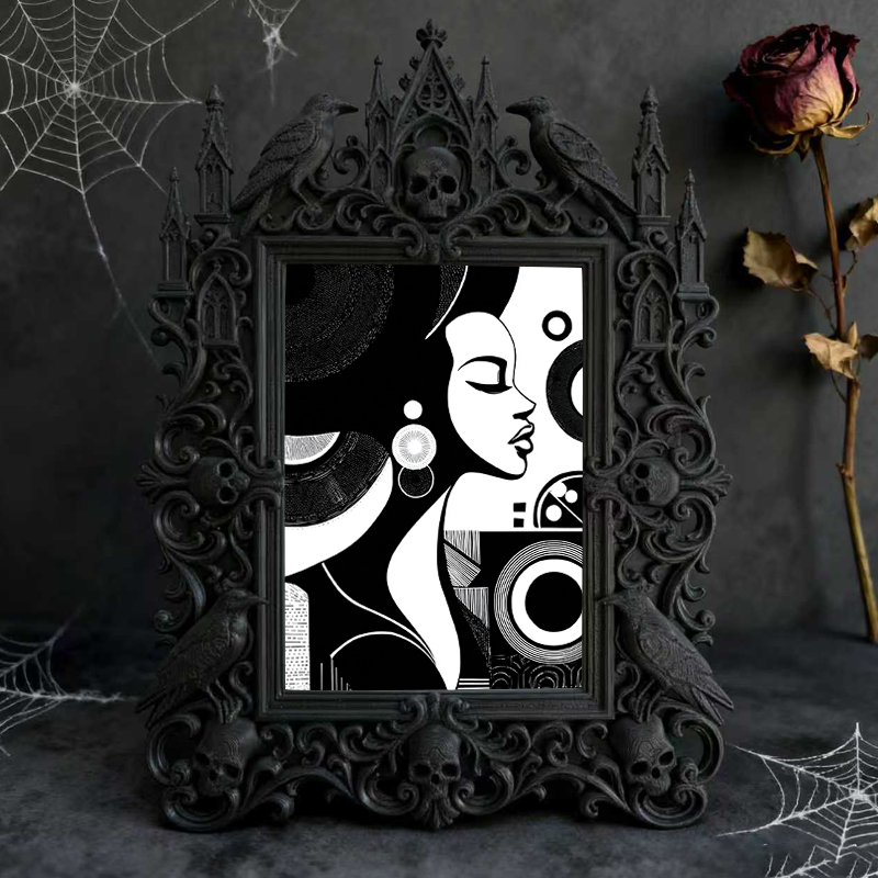 Daring Gothic Dark-style Photo Frame | Occult Manuscript Restoration Studio Decor, Photo Ornament, Wall-mountable & Tabletop, Scratch-resist