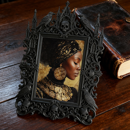 Distinctive Gothic Dark-style Photo Frame | Dark Themed Floral Tattoo Shop Decor, Photo Ornament, Wall/Table Dual-use, Eco-friendly Frame
