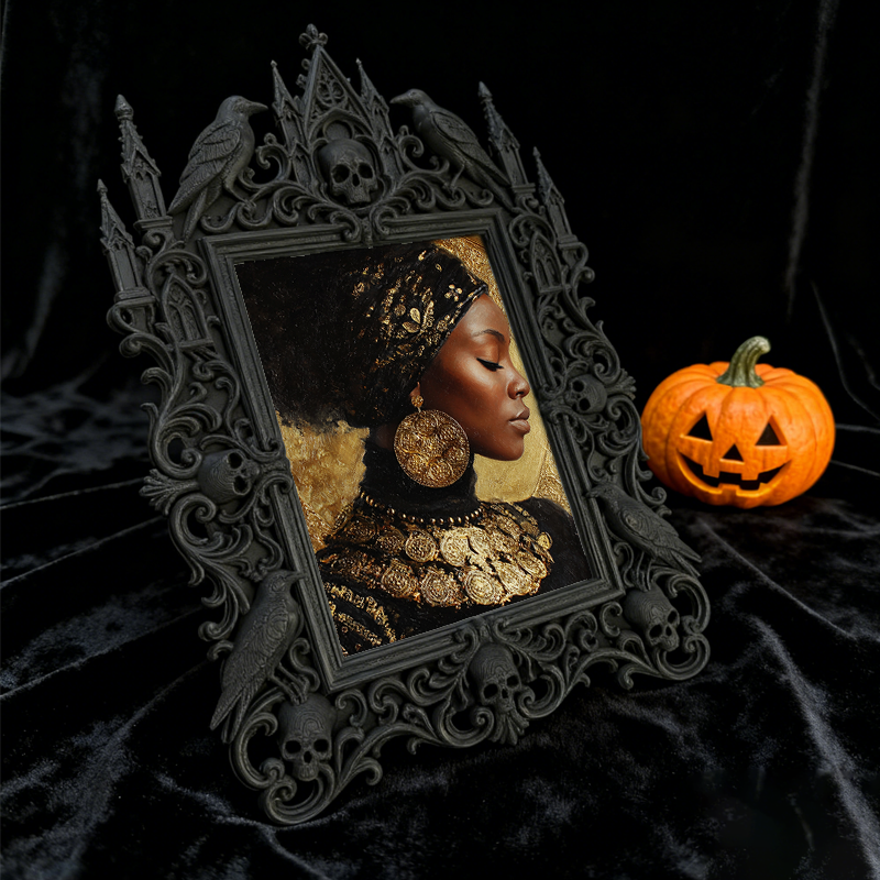 Distinctive Gothic Dark-style Photo Frame | Dark Themed Floral Tattoo Shop Decor, Photo Ornament, Wall/Table Dual-use, Eco-friendly Frame