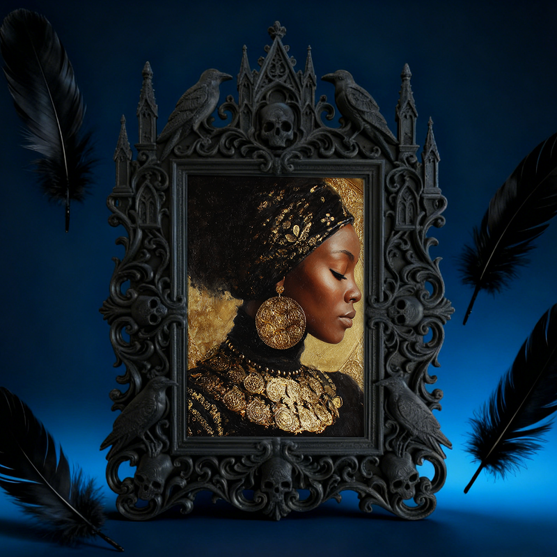 Distinctive Gothic Dark-style Photo Frame | Dark Themed Floral Tattoo Shop Decor, Photo Ornament, Wall/Table Dual-use, Eco-friendly Frame