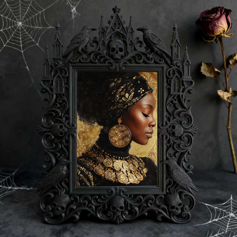 Distinctive Gothic Dark-style Photo Frame | Dark Themed Floral Tattoo Shop Decor, Photo Ornament, Wall/Table Dual-use, Eco-friendly Frame