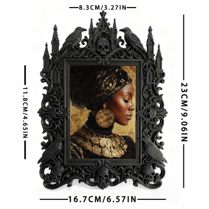 Distinctive Gothic Dark-style Photo Frame | Dark Themed Floral Tattoo Shop Decor, Photo Ornament, Wall/Table Dual-use, Eco-friendly Frame