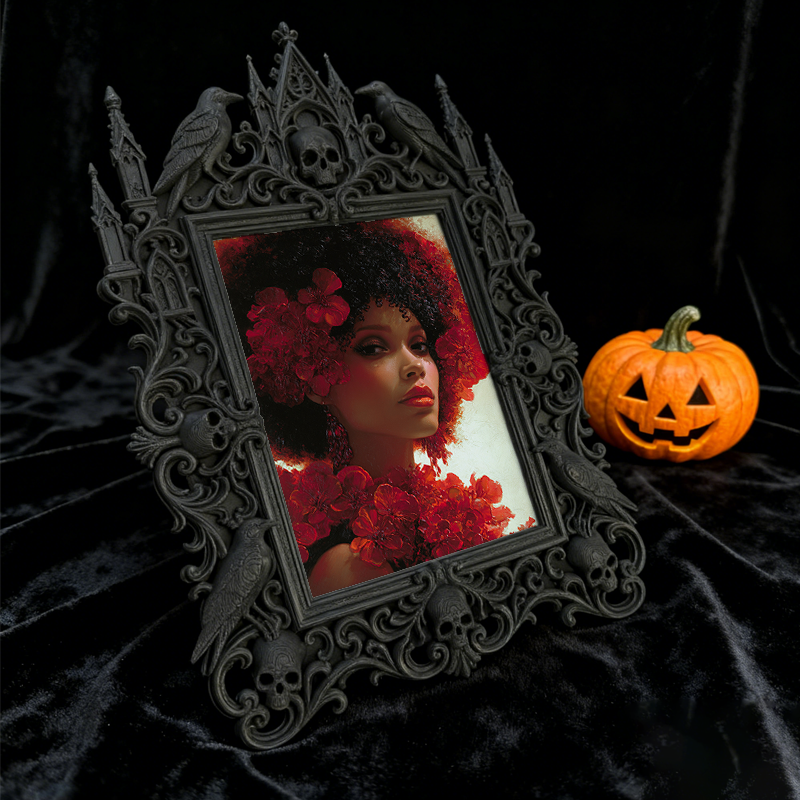 Gritty Gothic Dark-style Photo Frame | Punk Rock Band Practice Room Decor, Photo Ornament, Wall-mountable & Tabletop, Portable Frame