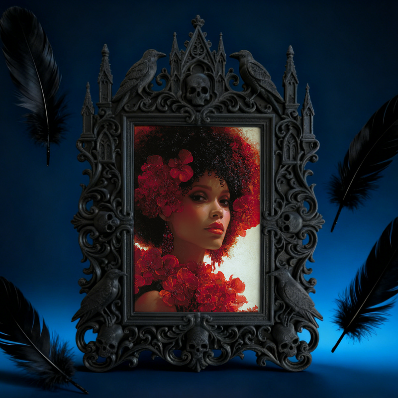Gritty Gothic Dark-style Photo Frame | Punk Rock Band Practice Room Decor, Photo Ornament, Wall-mountable & Tabletop, Portable Frame