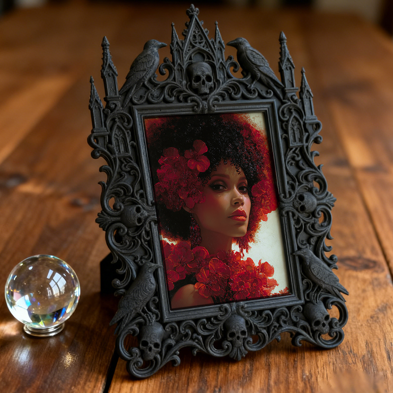 Gritty Gothic Dark-style Photo Frame | Punk Rock Band Practice Room Decor, Photo Ornament, Wall-mountable & Tabletop, Portable Frame