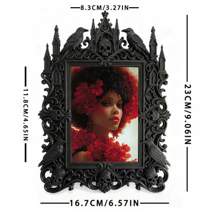Gritty Gothic Dark-style Photo Frame | Punk Rock Band Practice Room Decor, Photo Ornament, Wall-mountable & Tabletop, Portable Frame