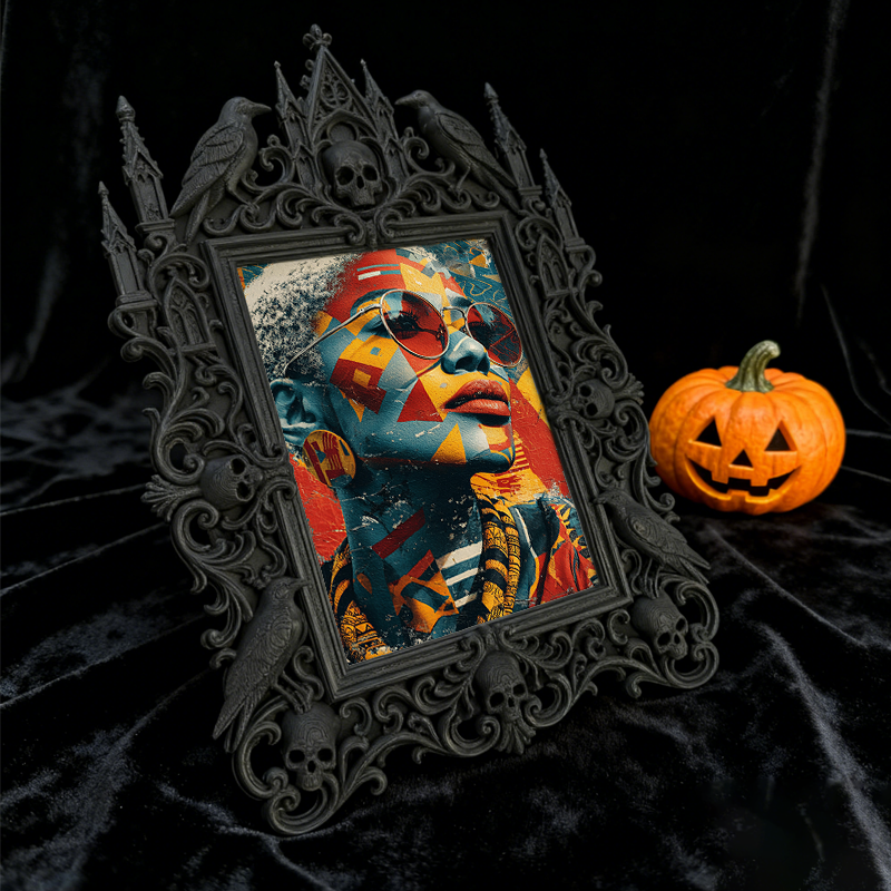 Classy Gothic Dark-style Photo Frame | Paranormal Souvenir Shop Window Decor, Photo Ornament, Dual-use Display, Elegant Frame
