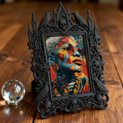 Classy Gothic Dark-style Photo Frame | Paranormal Souvenir Shop Window Decor, Photo Ornament, Dual-use Display, Elegant Frame