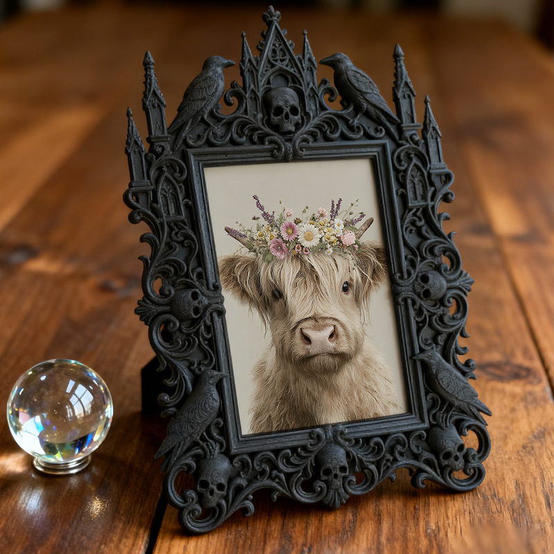 Limited-edition Gothic Dark-style Photo Frame | Werewolf Themed Hiking Gear Shop Decor, Photo Ornament, Wall-mountable & Tabletop, Rustic Fr