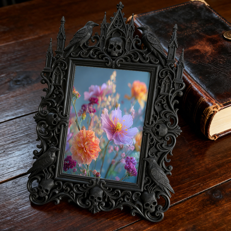 Daring Gothic Dark-style Photo Frame | Dark Calligraphy Scroll Shop Decor, Photo Ornament, Wall/Table Dual-use, Stain-resistant Frame