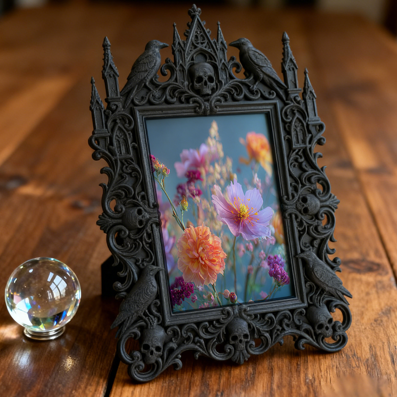 Daring Gothic Dark-style Photo Frame | Dark Calligraphy Scroll Shop Decor, Photo Ornament, Wall/Table Dual-use, Stain-resistant Frame
