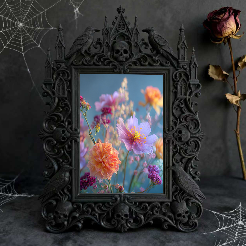 Daring Gothic Dark-style Photo Frame | Dark Calligraphy Scroll Shop Decor, Photo Ornament, Wall/Table Dual-use, Stain-resistant Frame