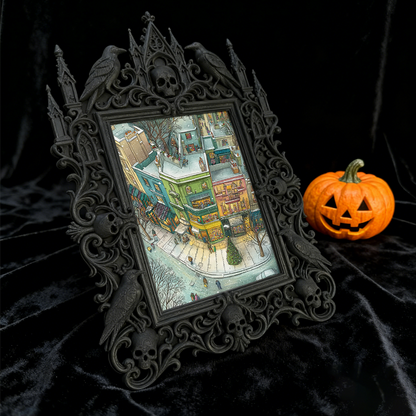 Distinctive Gothic Dark-style Photo Frame | Witchy Crystal Charging Nook Decor, Photo Ornament, Wall-mountable & Tabletop, Lightweight Frame