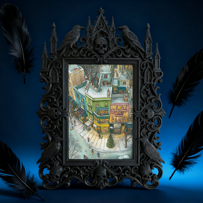Distinctive Gothic Dark-style Photo Frame | Witchy Crystal Charging Nook Decor, Photo Ornament, Wall-mountable & Tabletop, Lightweight Frame