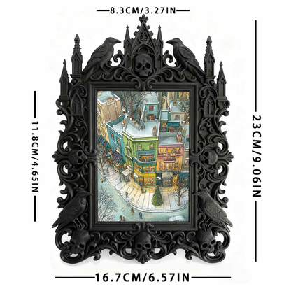 Distinctive Gothic Dark-style Photo Frame | Witchy Crystal Charging Nook Decor, Photo Ornament, Wall-mountable & Tabletop, Lightweight Frame