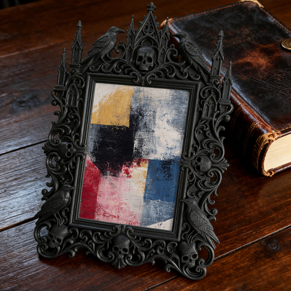 Classy Gothic Dark-style Photo Frame | Horror Escape Room Photo Booth Decor, Photo Ornament, Wall-mountable & Tabletop, Reusable Frame