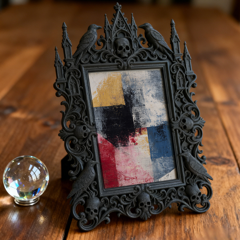 Classy Gothic Dark-style Photo Frame | Horror Escape Room Photo Booth Decor, Photo Ornament, Wall-mountable & Tabletop, Reusable Frame