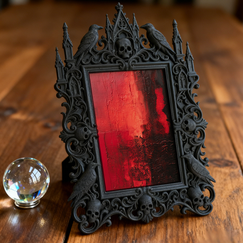 Daring Gothic Dark-style Photo Frame | Dark Academia Ink Bottle Shop Decor, Photo Ornament, Wall-mountable & Tabletop, Minimalist Frame