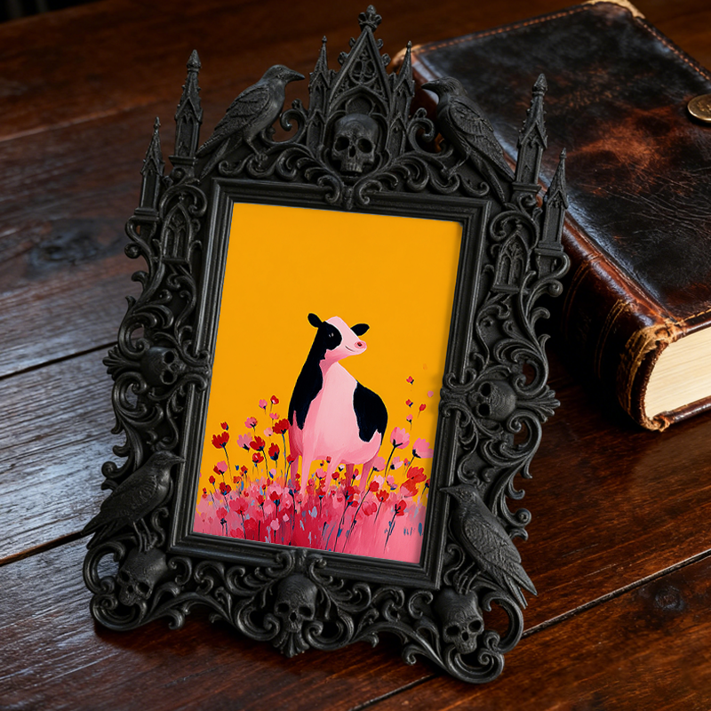 Distinctive Gothic Dark-style Photo Frame | Witchy Herbal Tea Blending Shop Decor, Photo Ornament, Dual-use Display, Practical Frame